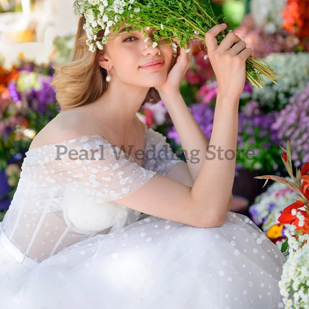 Precioso vestido de novia con hombro de tarjeta, perspectiva de tul de alta gama, personalizado, varios tamaños, playa, playa, boda, vestidos de novia