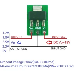 For Arduiuo ESP32 Tiny Out 1A 1.2V 1.8V 2.5V 3.3V 5V 80MV Drop Voltage 60uA Standby Step-Down Buck LDO Module rep AMS1117 7805