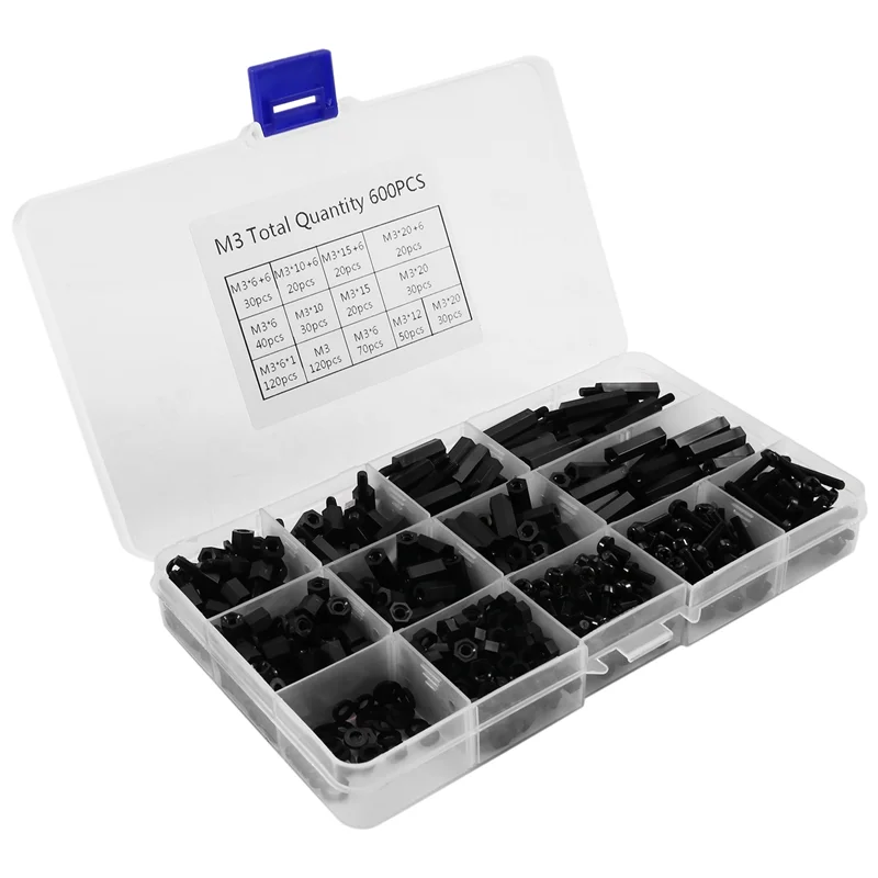 - Комплексный комплект нейлоновых прокладок ESTR, 600 шт., противостоящие винты M3 с наружной резьбой и внутренней резьбой для крепления печатной платы;