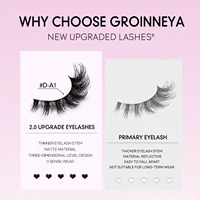 GROINNEYA False Lashes Cat Lashes Fluffy 3D Mink Lashes Wispy Volume Natural Lightweight Invisible Band Reusable Fake Lashes 6
