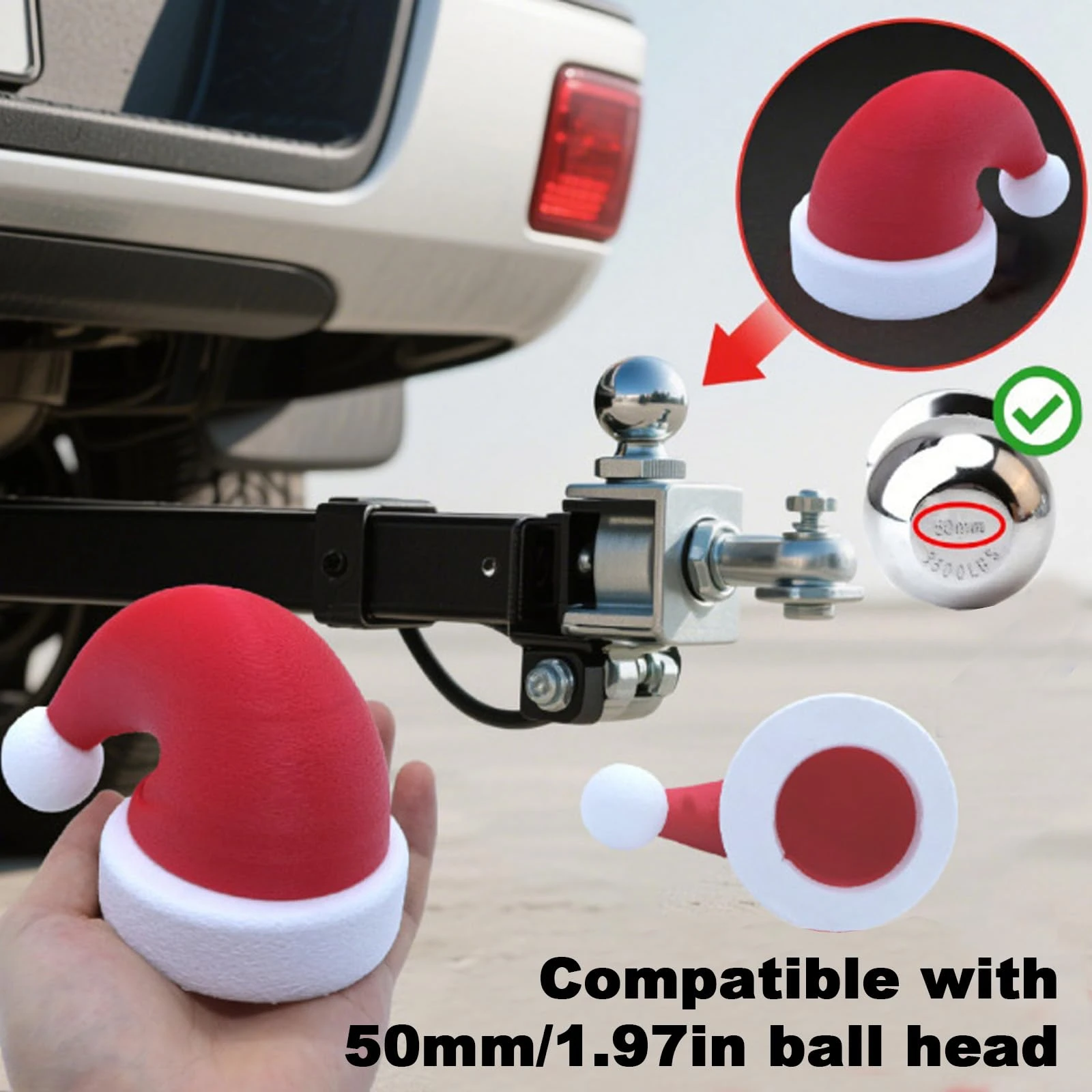 Creative New Santa Hat Trailer Hitch Ball Cover Cute Universal Ball Protector Dustproof Waterproof Decorative Towing Accessory
