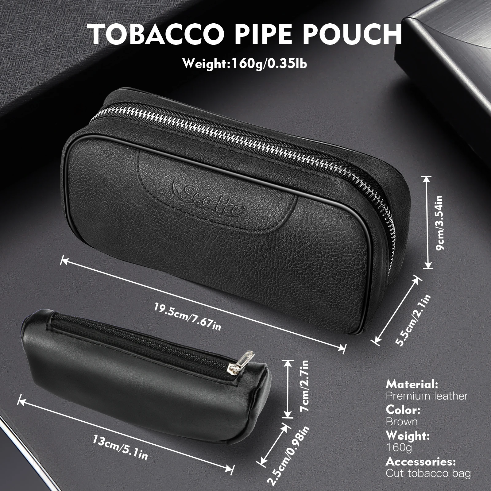 Leather Tobacco Pipe Bag Portable Multifunction Pu Leather Tobacco Smoking Pipe Case Smoking Tool Wood Tobacco pipe bag kit