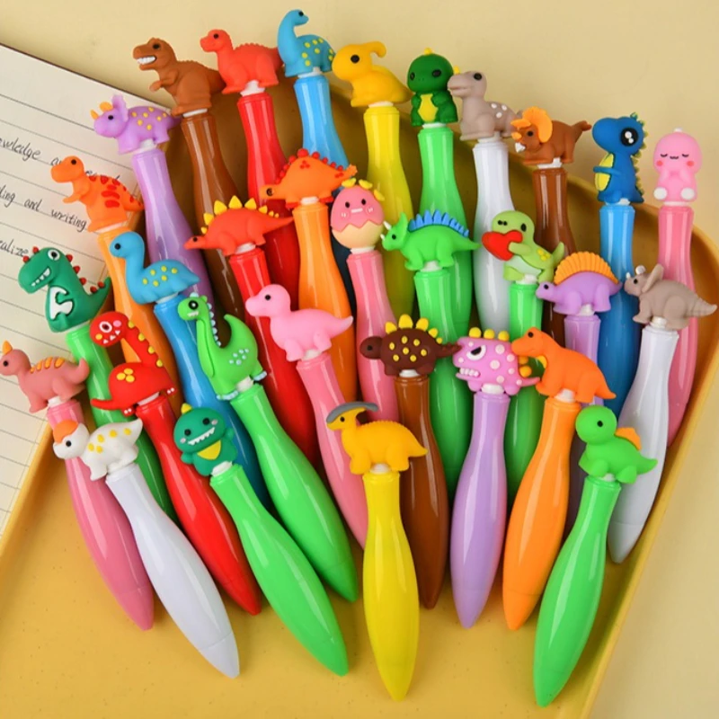 3-30pcs Cute Mini Dinosaur Ballpoint Pen, Kawaii Dinosaur Doll Cap, Retractable Writing Pen for Student School Gift Stationery