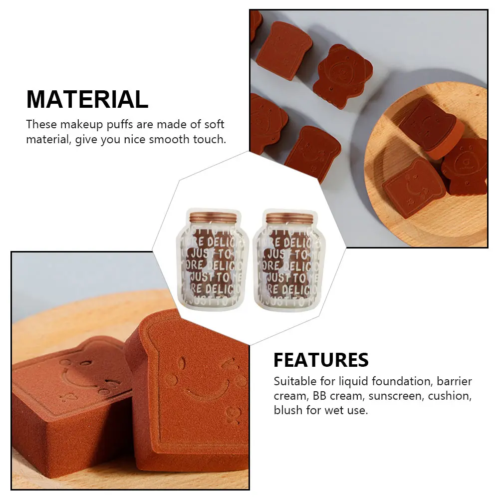 

12pcs Bear Cookie Design Mini Powder Face Makeup Cushion Tool Wet Dry Use Foundation Blush Applicator Facial Body