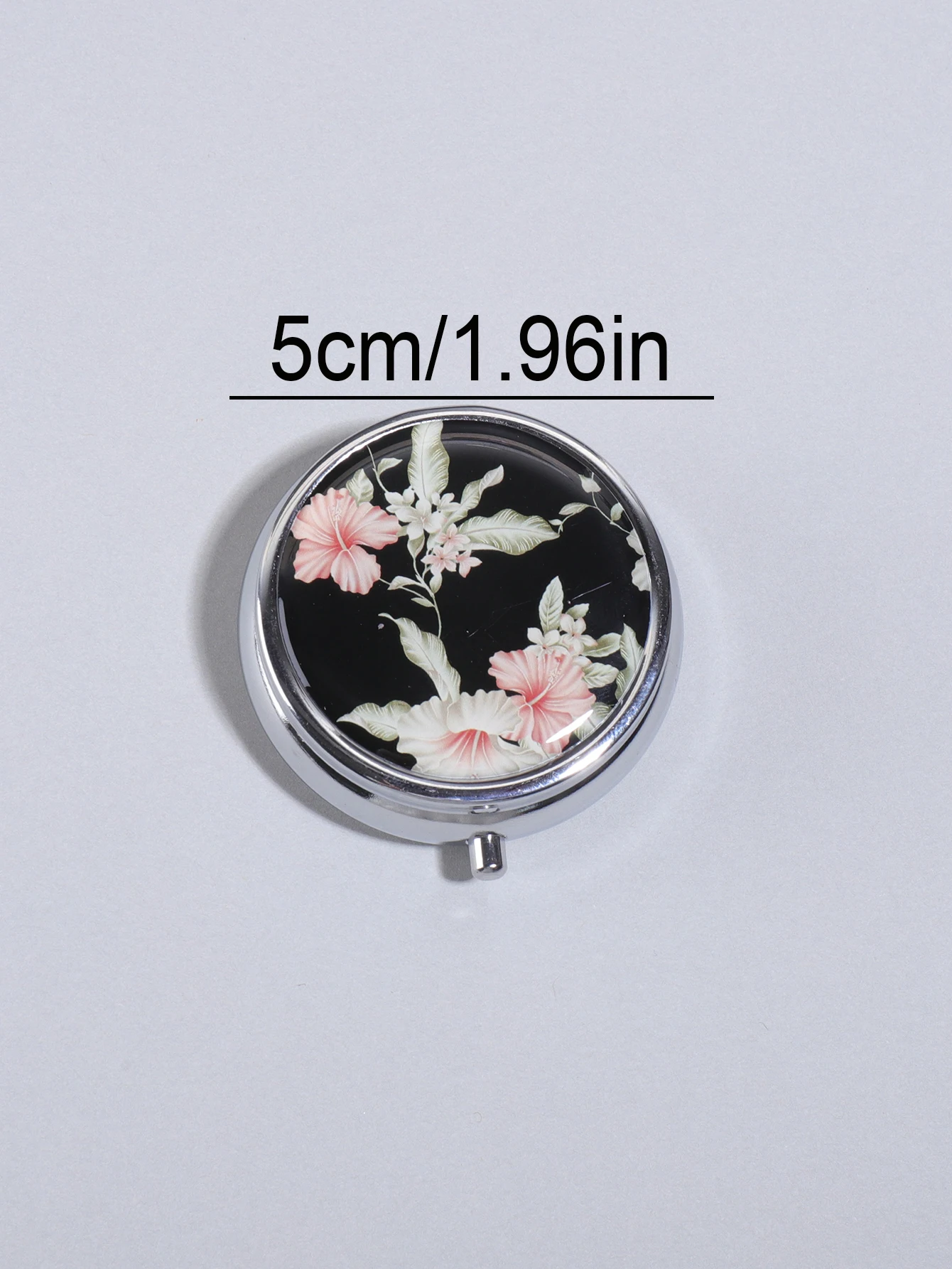 Niedliche 3-Fach Pillendose aus Edelstahl Runde Kapsel-Medizinbox mit Blumenmuster Medikamenten-Organizer Behälter mit Trennwand – Detail 2