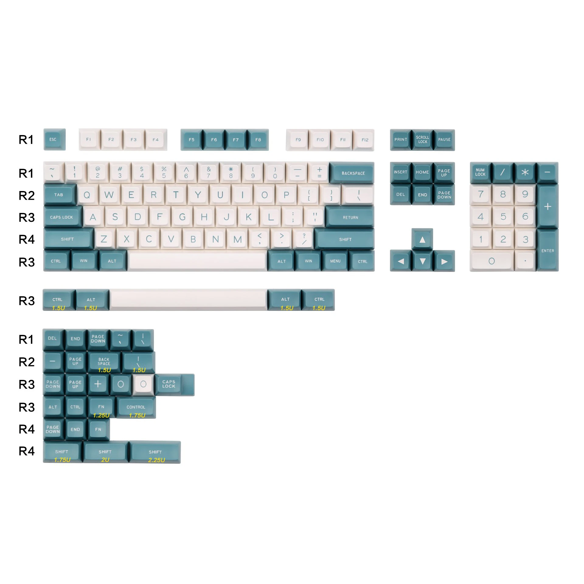 

MAXKEY Green White SA Profile Keycaps Doubleshot ABS Material for Mechanical Keyboard Kit