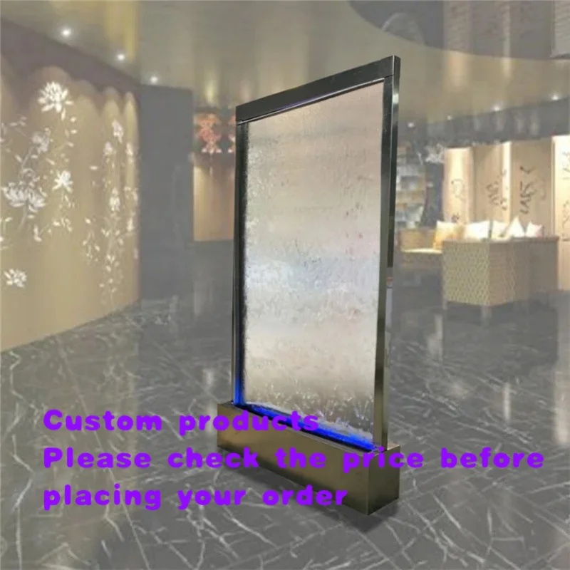 custom.Customizable Self-Standing LED Waterfall Partition Movable Indoor/Outdoor Decoration Customized Glass Outdoor/Indoor