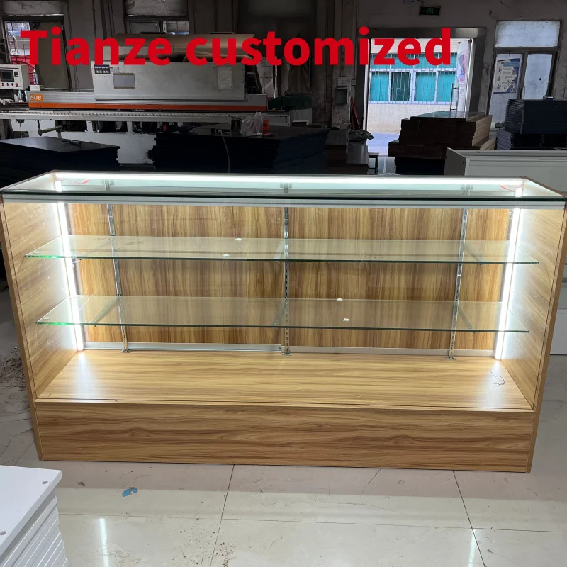 

(customized)Hot Sale Wooden Shop Show Vitrine Display Cabinet Glass Smoke Shop Counter Smoke Shop Showcase