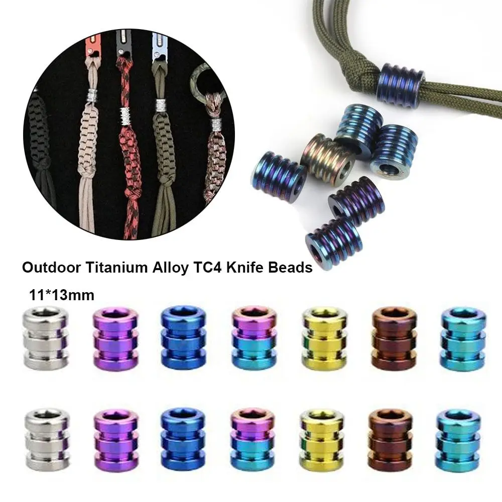 

New Titanium Alloy TC4 Knife Beads 11*13mm 7 Styles Camping Knife Gadgets Pendant Outdoor Knife Lanyard Beads