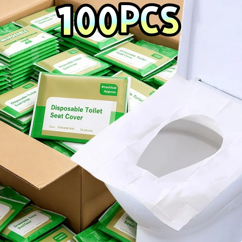 Housses de siège de toilette jetables épaisses, emballées individuellement, pour les voyages, les toilettes publiques, pratiques et hygiéniques