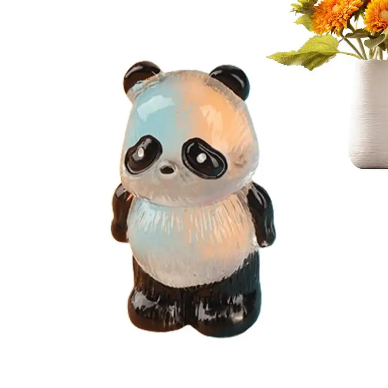 Tiny Panda Figurines Animal Figures Portable Glow In The Dark Panda Figurines Exquisite Hand-Painted For Family Friends