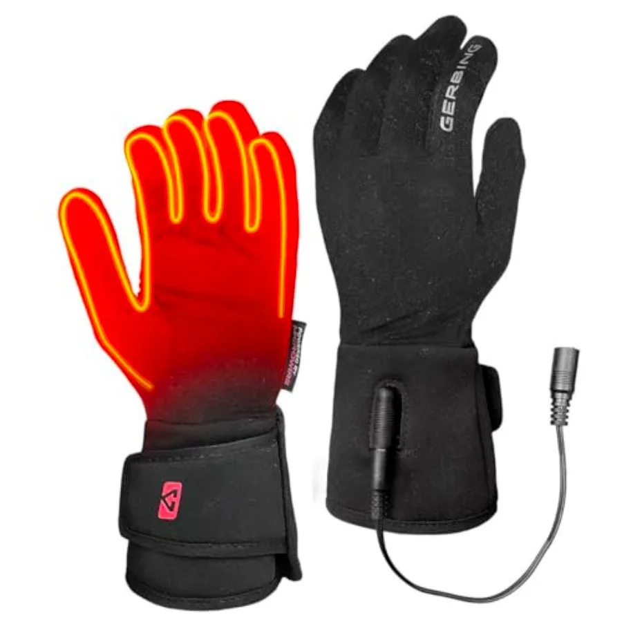

12V Heated Motorcycle Glove Liners for cold weather riding, polyester/spandex blend, black, up to 135 F rapid heat