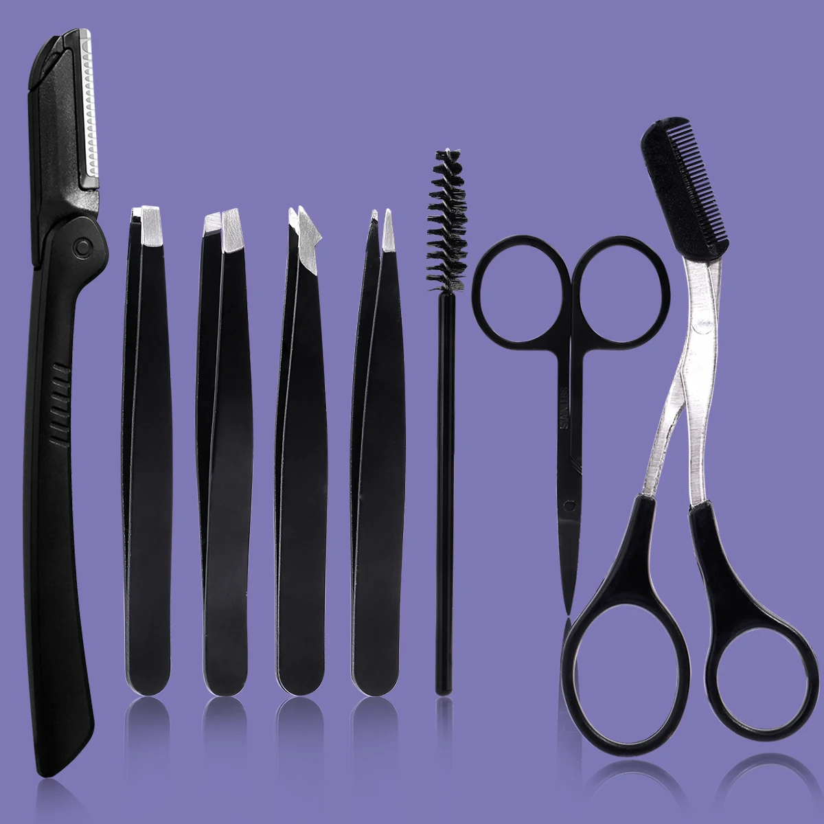 4/5/7/8-teiliges Wimpern-Werkzeug-Set, Augenbrauen-Trimmer aus Edelstahl, Augenbrauen-Trimmer und Haarentferner, geeignet für Männer und Frauen. – Detail 14