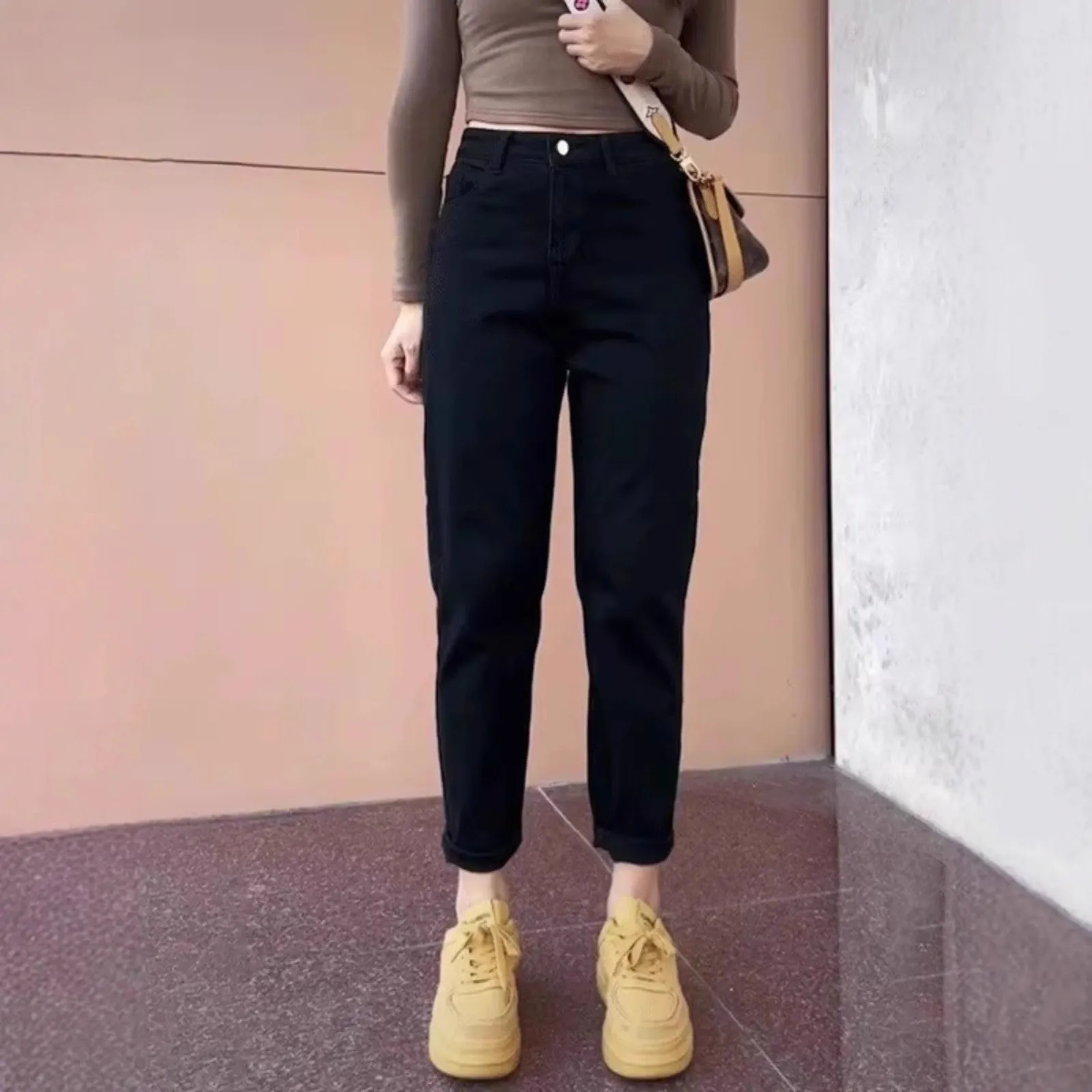 

Bla Harlan Denim Jeans Women's High Waist Nine Points Slim Straight Carrot Pants Casual Sle Spring Autumn New Arrival