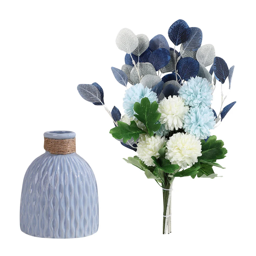 

Wild Artificial Flower Peonies Simulated Bouquet Eucalyptus Blue Baby