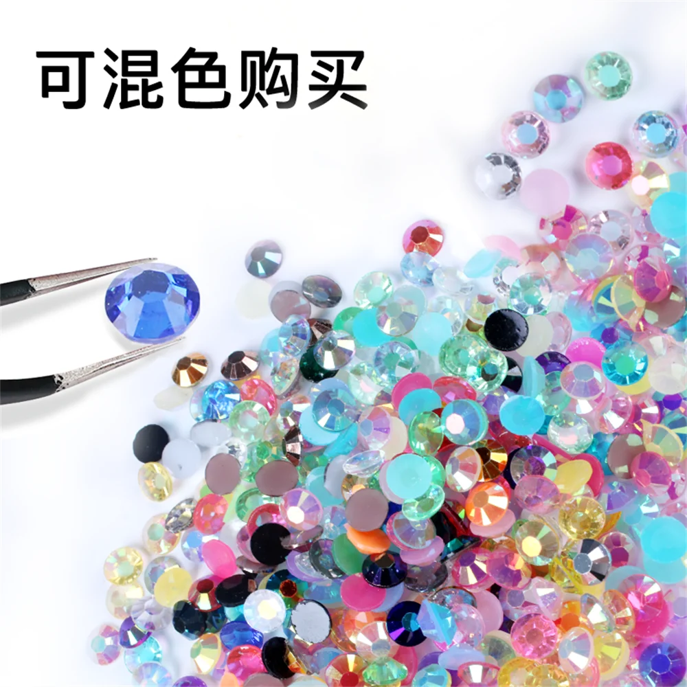 1000-10000 stücke Gelee Farbe ab Farbe 2mm,3mm,4mm,5mm,6mm, Facetten Flatback Harz Strass Nail Art Kleidungs stück Dekoration Steine