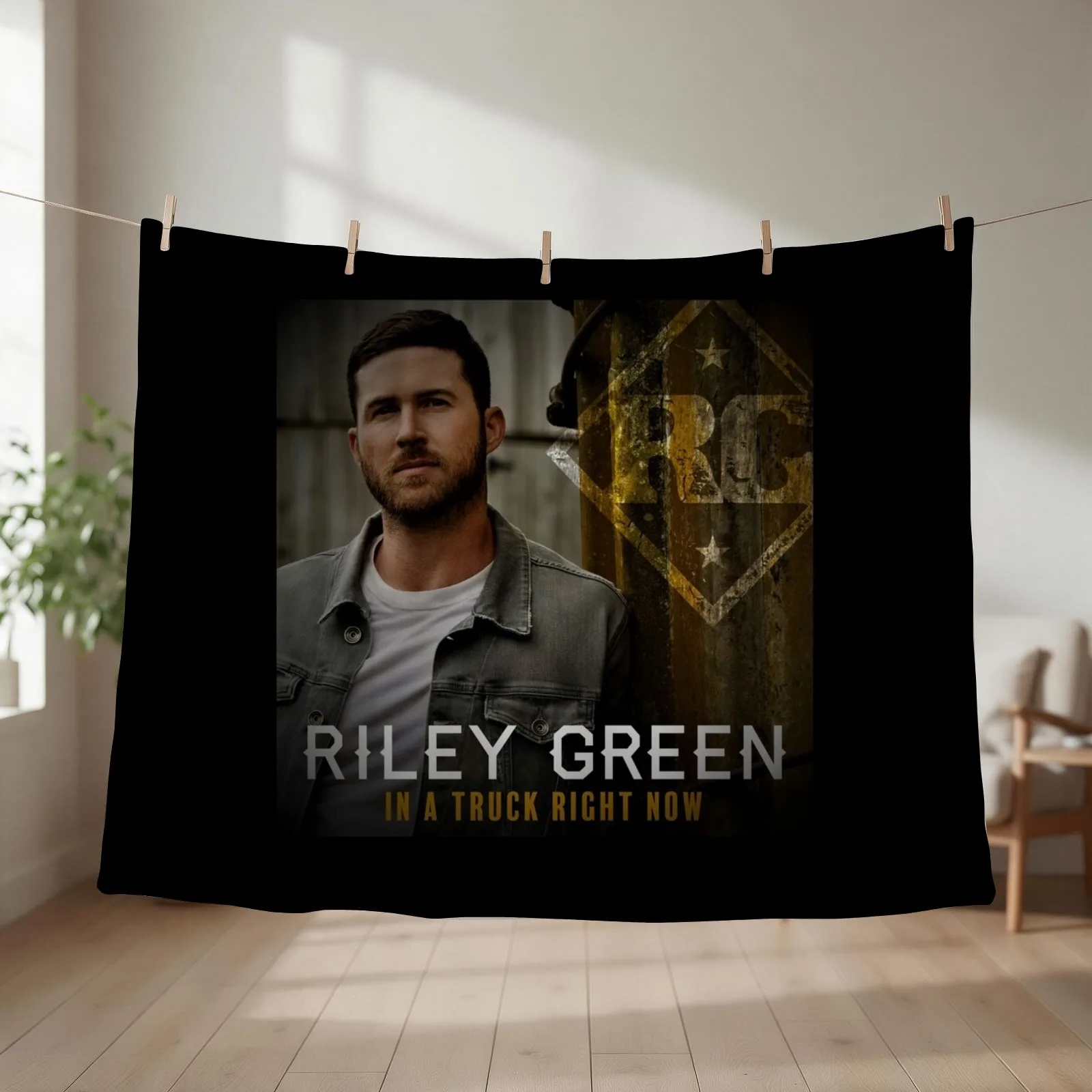 RILEY GREEN Throw Blanket couch cozy soft plush fuzzy picnic outdoor blanket