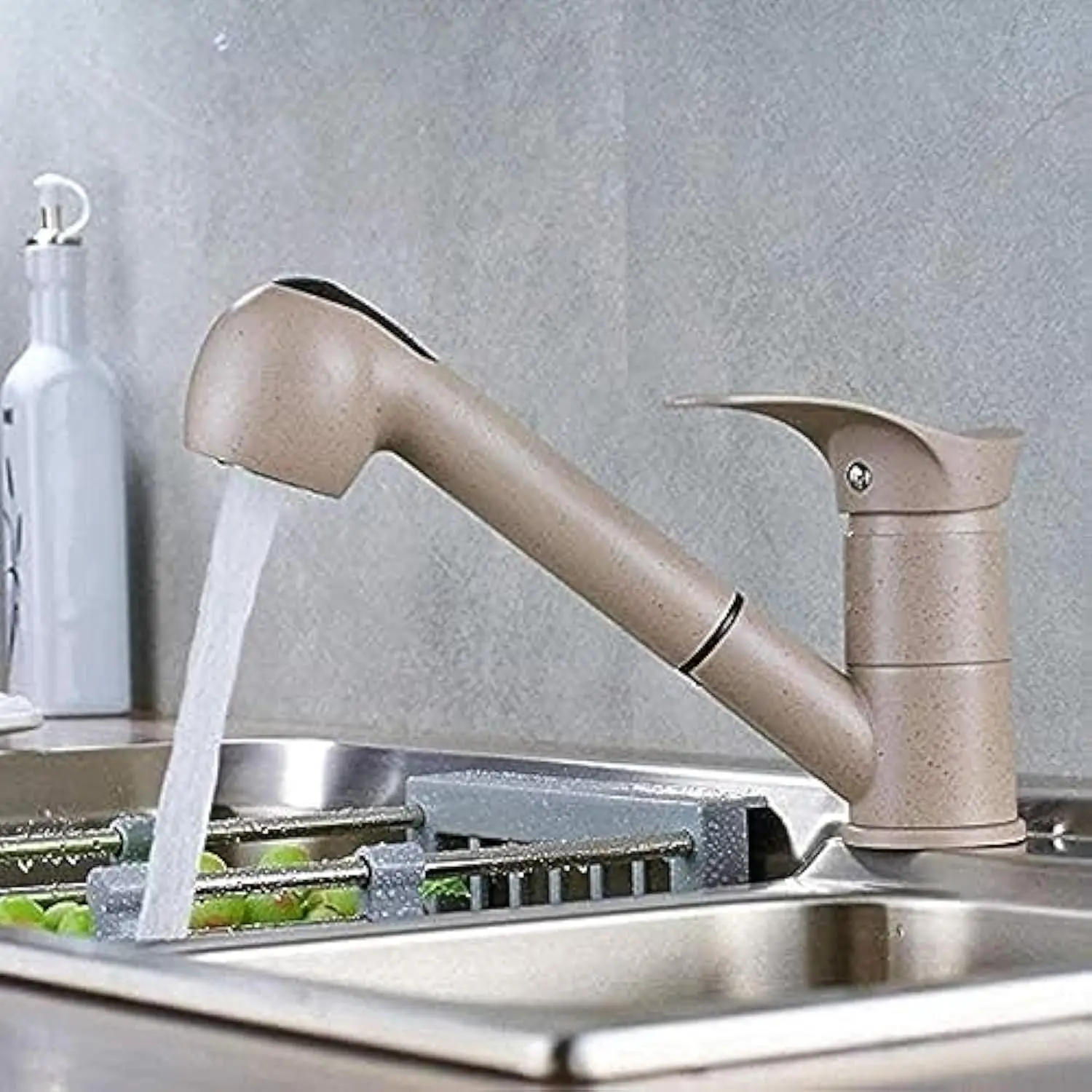 

Faucet Beige Color Kitchen Faucets Water-Saving Kitchen Sink Faucet 360 Degree Swivel Pull Out Basin Crane Hot & Cold Mixer Bra