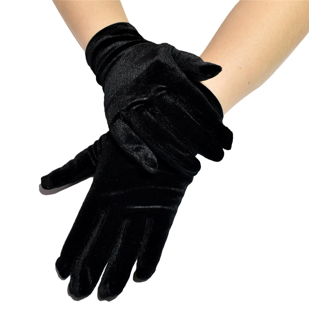 Autumn Winter New Velvet Elastic Short Warm Gloves For Women Men Students Solid Knitted Mittens Outdoor Retro Dance Party Gloves