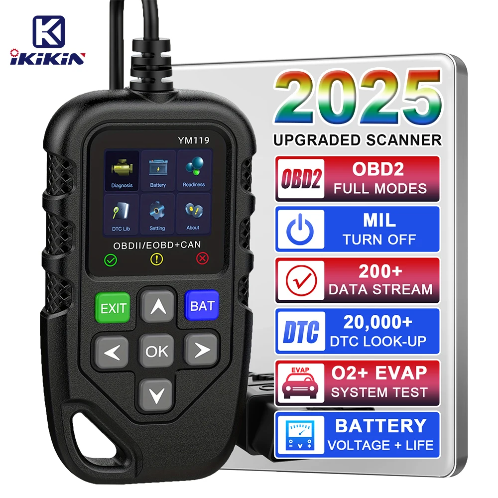 

OBDII/EOBD полный сканер автомобильных кодов, сканер 12 В, анализатор двигателя, диагностический инструмент, тестер, автоматический диагностический инструмент