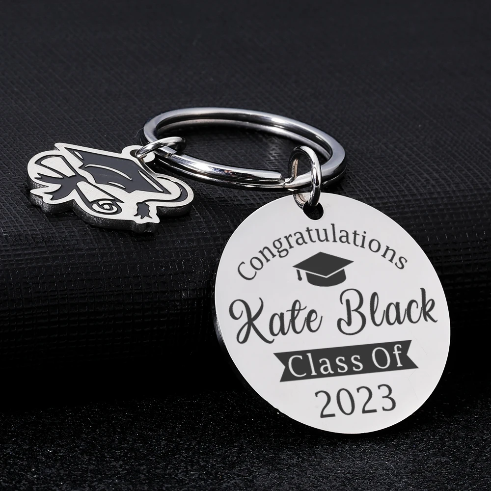 Grad Keychain Custom Name Class of 2023 Senior Graduation Gifts for Him Her Son Women Best Friend Inspirational Grad Season Gift