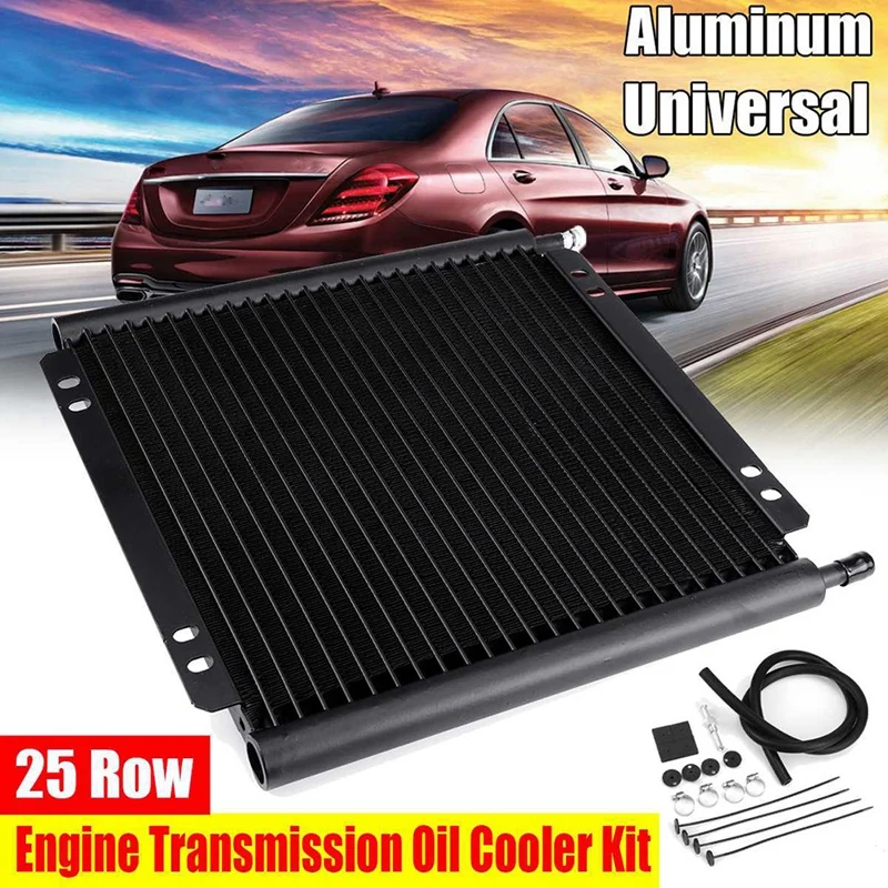 

25 Row Universal Oil Cooler Aluminum Transmission Oil Cooler Automatic Stacked Plate Oil Cooler Radiator Car Accessories