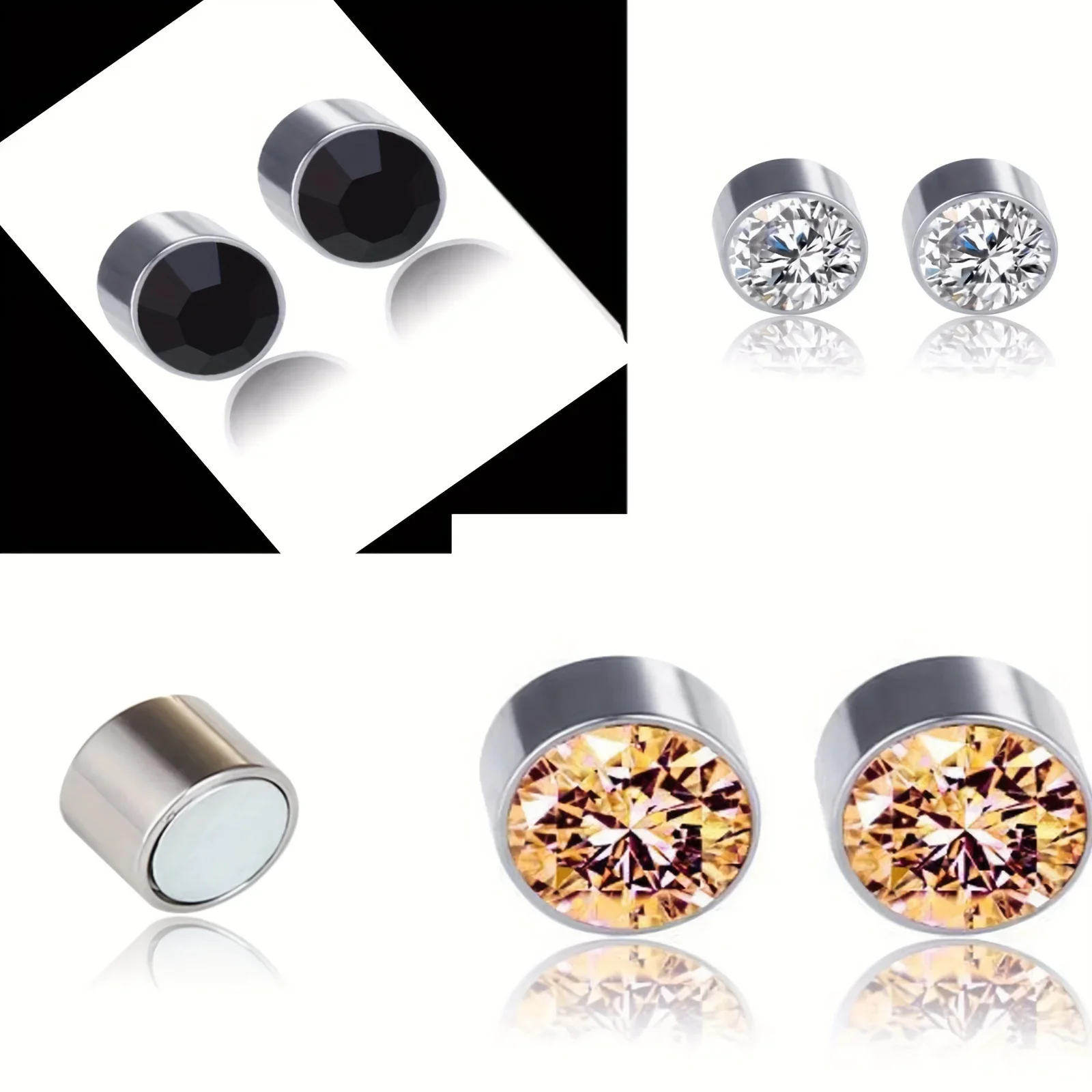 2-12Pcs Simple Stainless Steel Magnetic Nose Stud Earrings, 3mm Non-Pierced Body Jewelry For Male and female view 4
