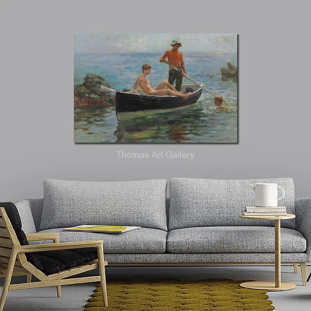 Henry Scott Tuke Bathers Canvas Art Print HD Seascape Painting Sunlit Nude Figures Coastal Large Wall Art for Art Studio Study