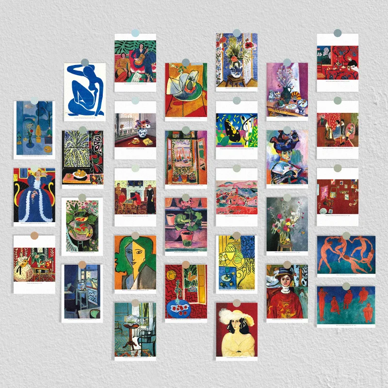 Juego de 30 hojas de postales inglesas de artistas famosos, Serie de Museo de Arte, sobres de ilustraciones, postales, obras de Monet, Picasso, Van