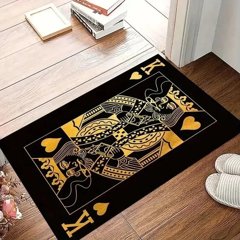 Fußmatte mit Poker-Muster, kreatives Karten-Design, Teppich, wasserdicht, rutschfest, Bodenschutz für Zuhause, Eingang und Spielzimmer