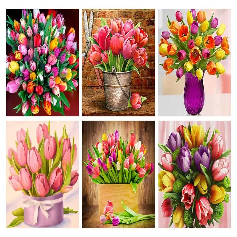

CHENISTORY DIY Paint By Numbers Kits Colorful Bouquet Coloring By Numbers Digital Painting For Adults Art Supplies Decor For Hom