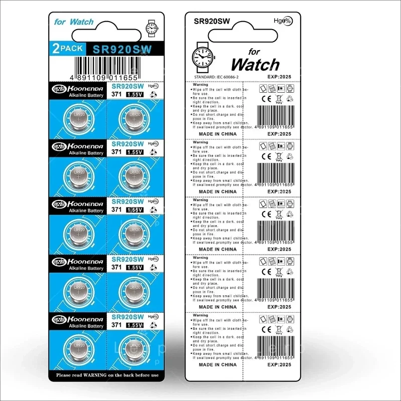 Sr920sw Universal Button Battery, Adequado para Relógios De Óxido De Prata, Relógio De Quartzo, AG6, IR920, 171, IR69, 371