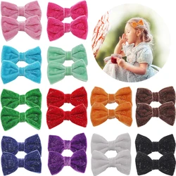 24Pcs  3'' Solid Velvet Hair Bows For Girls Hair Clips Baby Boutique Hairpin Handmade Barrettes Headwear Kids Hair Accessories