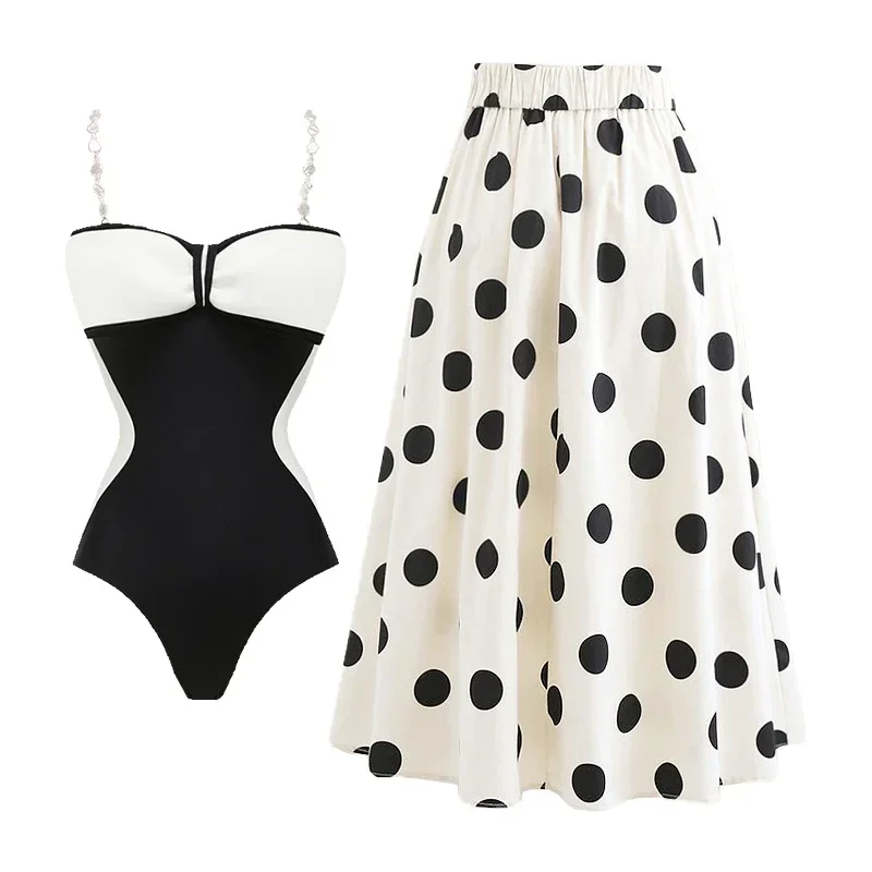 

Women's Push-Up High-Waist One Piece Swimsuit 2025 Beach Skirt Included Monokini Sexy Bathing Suit for Beach Wear