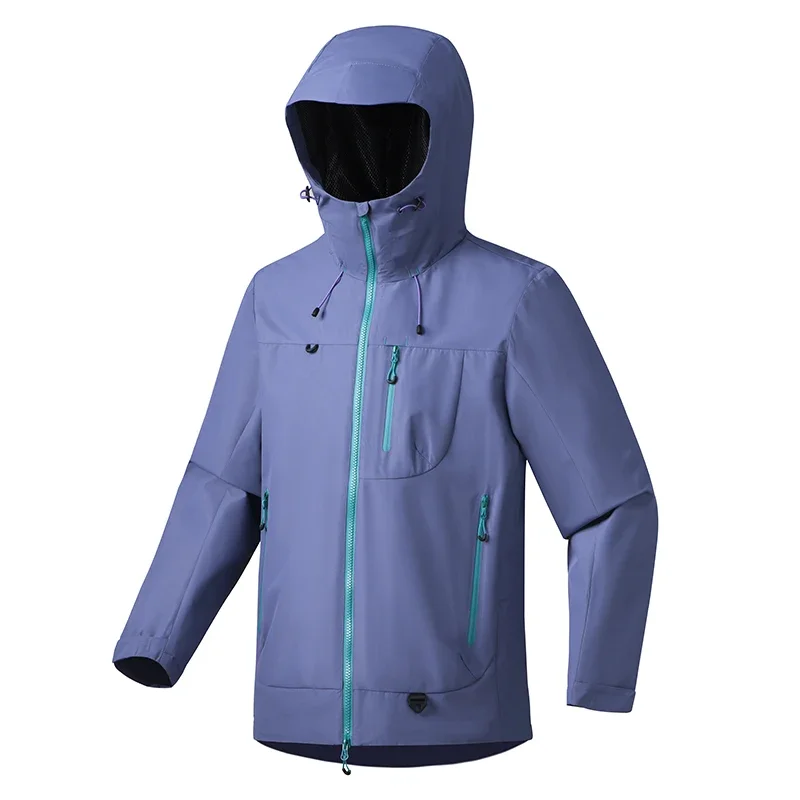 Soft-shell Zipper Pocket Water Repellent New Autumn Functional Camping Hooded Windbreaker Raincoat Outdoor Hiking Jacket Coat