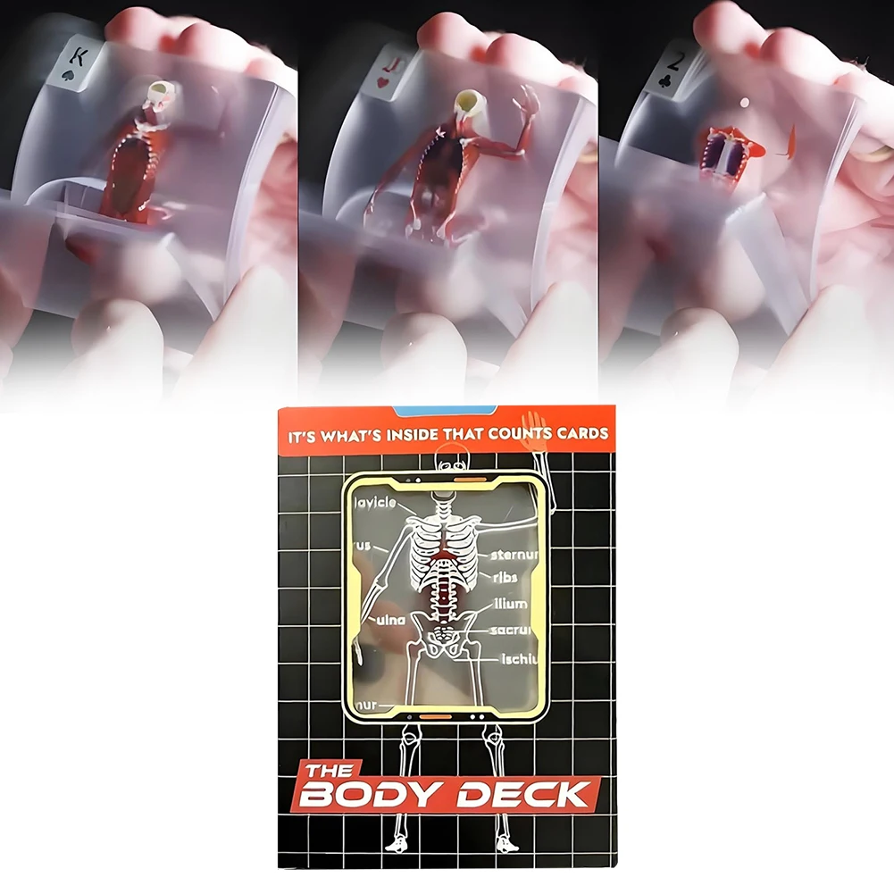 

The Body Deck Cards Reusable 3D Image Educational Cards Multi-Purpose Body Transparent Playing Cards for Card Collectors