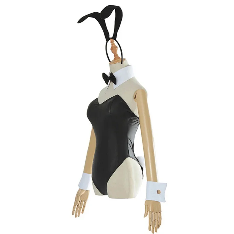 Sexy Bunny Girl Cosplay Bodysuit Sakurajima Mai Bunny Girl Senpai Cosplay Kostuum Jumpsuit Faux Lederen Vrouw Konijn Kostuums