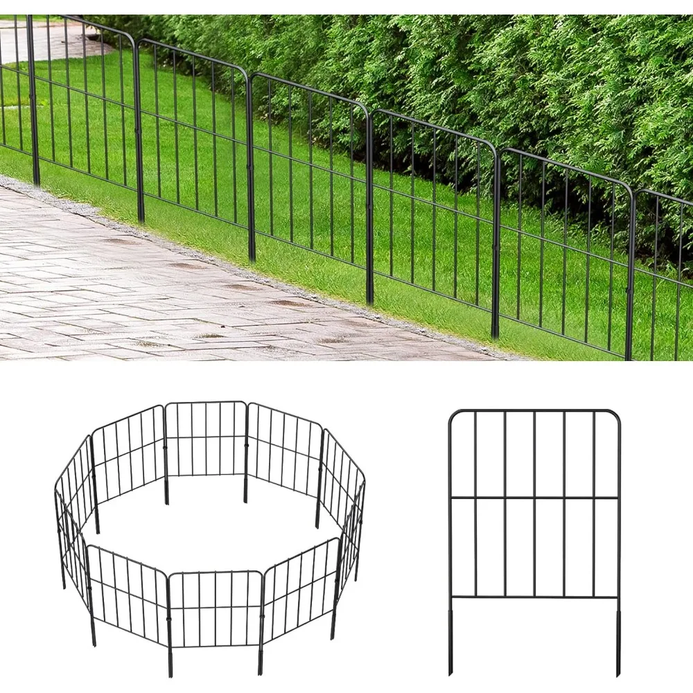 

24(H)Garden Fence 25 Panels,Total 27ft(L)Rustproof Metal Wire Fencing Border Animal Barrier, Flower Edging for Landscape,Square