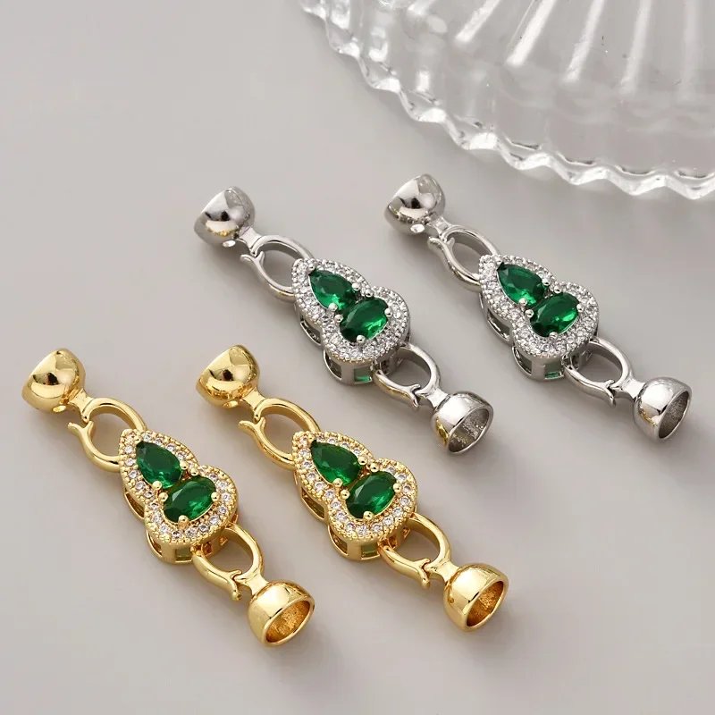 1Pcs DIY Jewellery Making Connector 18KGold Plated Green Zirconia Clasp Handmade Necklace Bracelet Sweater NeedleworkAccessories