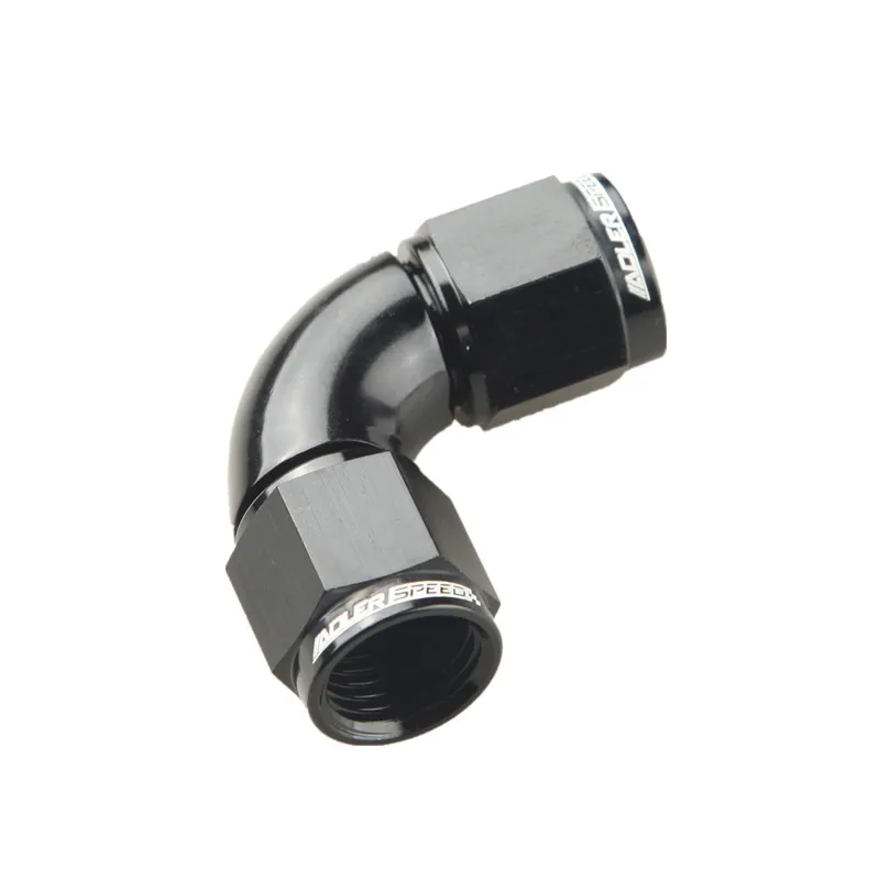 ADLERSPEED 90 Degree AN4 AN6 AN8 AN10 AN12Female To AN Female  Full Flow Adapter Aluminum Black