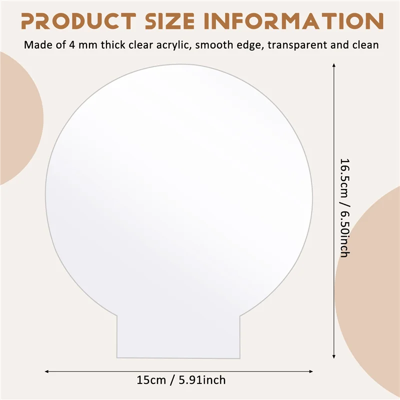 ABWR-4Pcs Clear Acrylic Sheet Round Panel Thick (4Mm) Plastic Acrylic Board For LED Light Base,Sign,DIY Display Projects