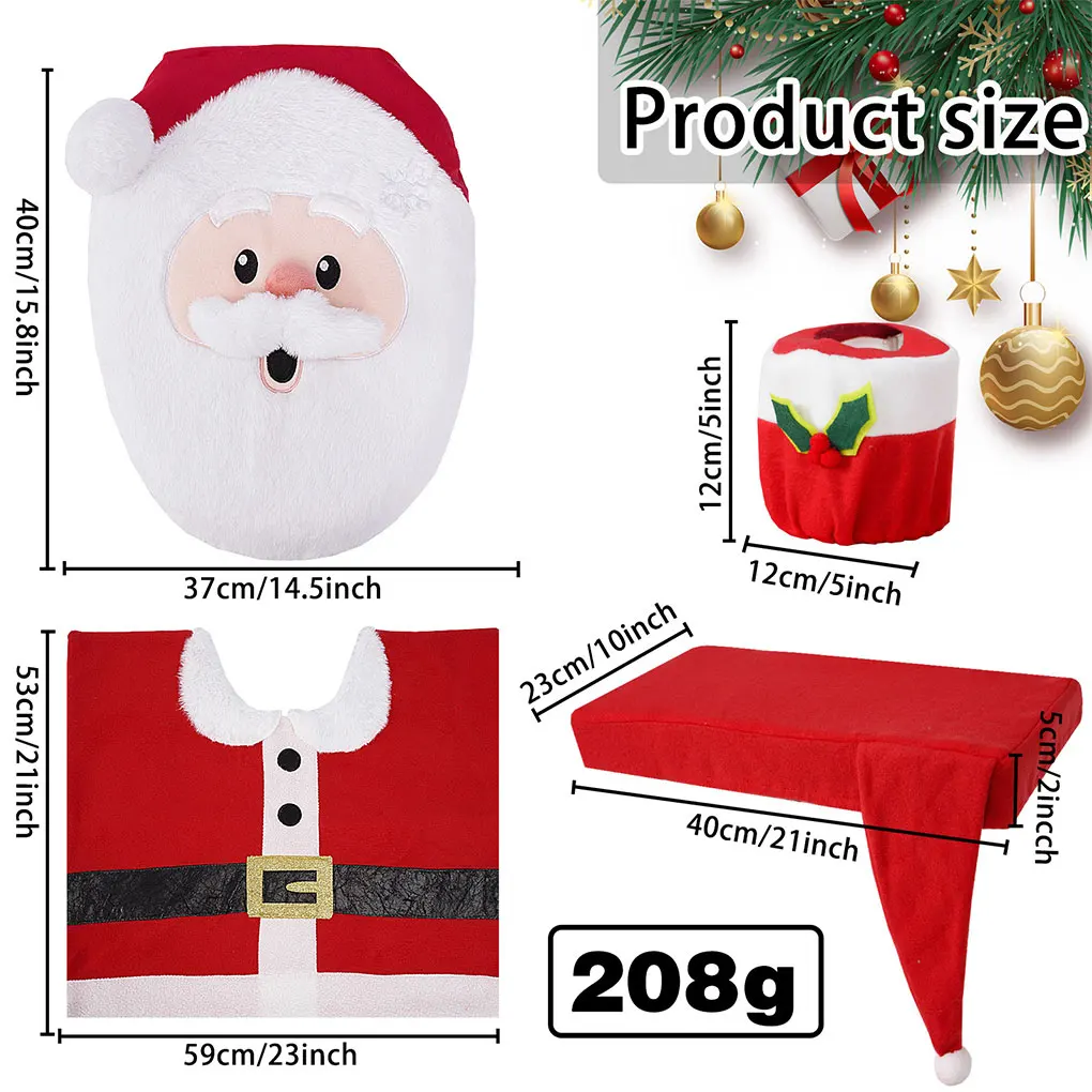 Santa Claus Christmas Toilet Seat Covers Carpet Xmas Merry Christmas Decorations For Home Bathroom Christmas New Year 2024