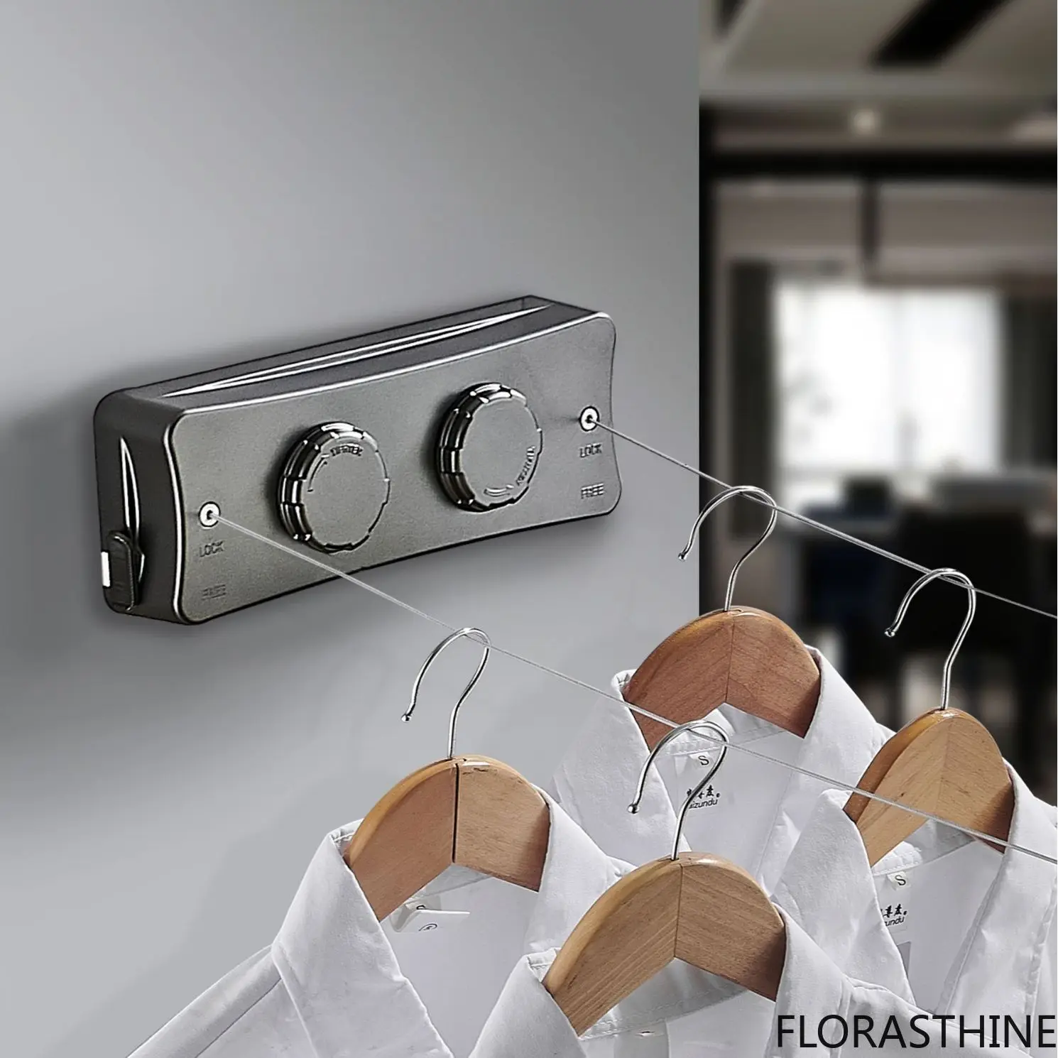 Retractable clothesline no punch indoor clothesline hanging Drying Line Double Invisible Shrink Wire Balcony