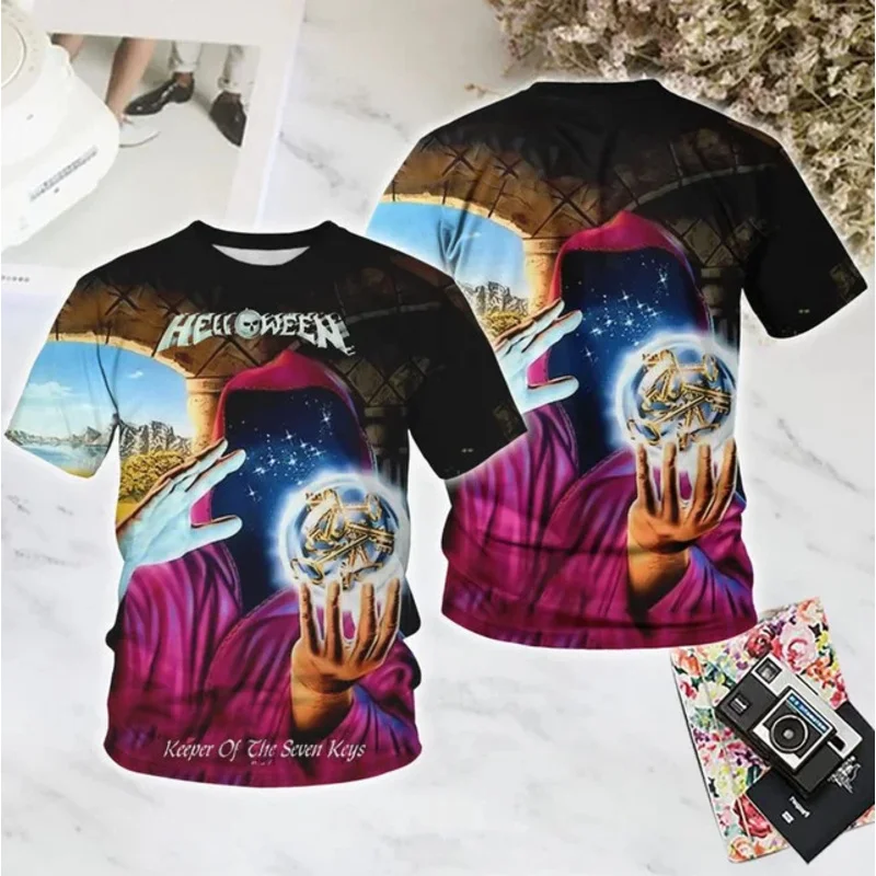 

Popular Rock Helloween Band Printing T-Shirts 3D Men Women Fashion Oversized Short Sleeve Tee Shirt Summer Kid Y2k Top Clothing