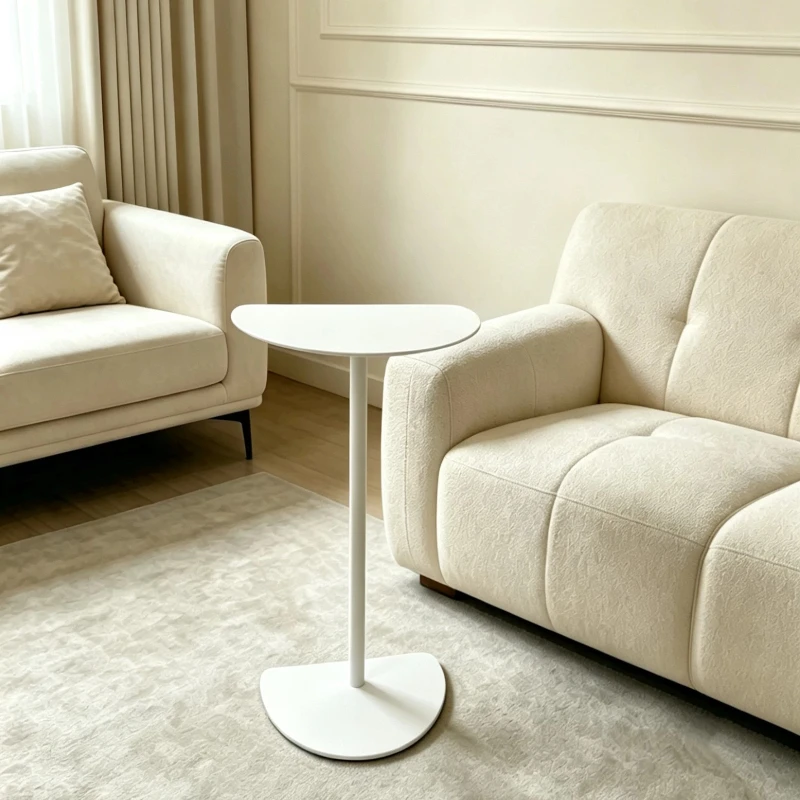 Modern SemiCircularSide Table, Metal Mobile End Table for Living Room Sofa Corner, Accent Organizer Rack for Entryway Home Decor image 2