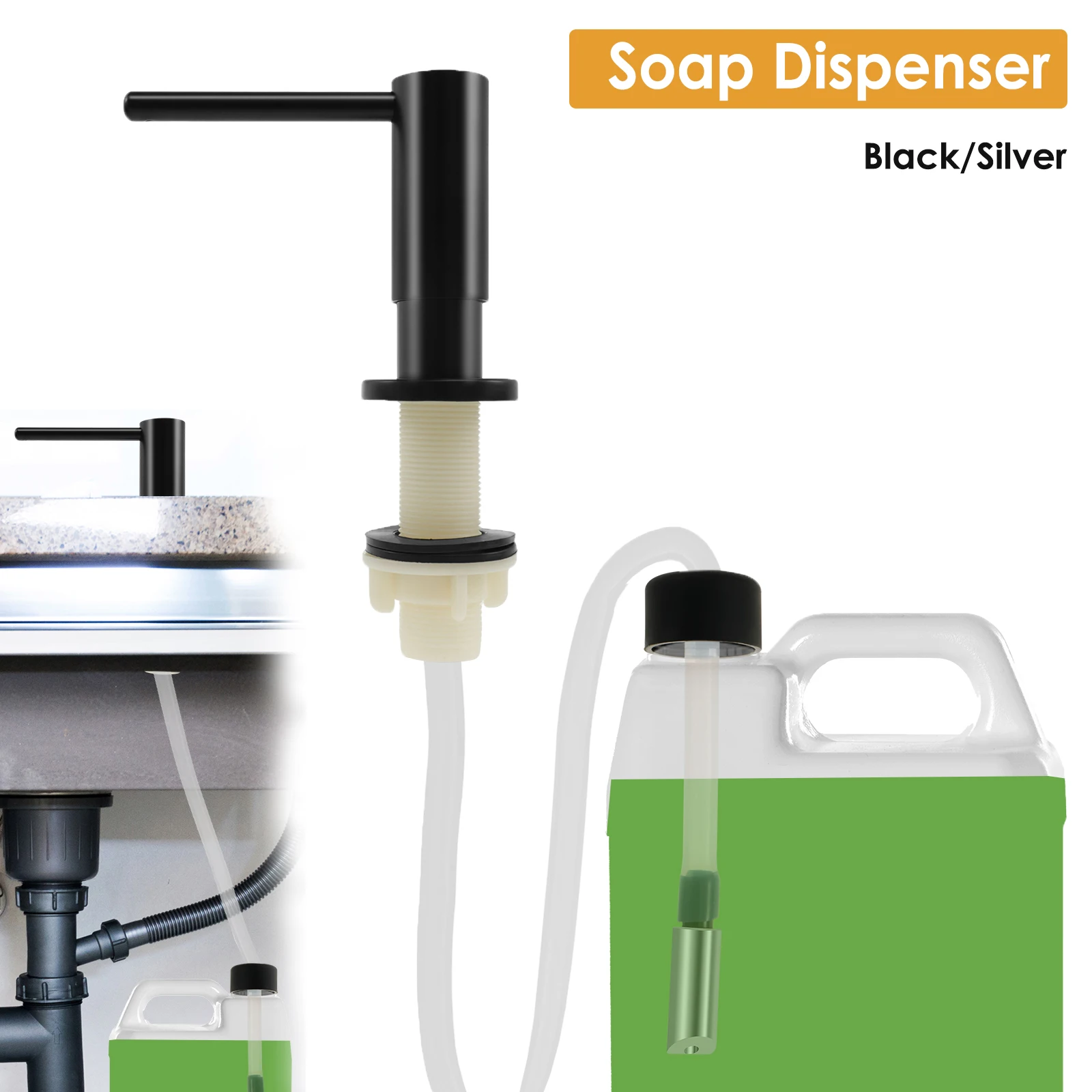 Liquids Soap Dispenser Extension Tube Kit Kitchen Built in Sink Dish Soap Dispenser Bathroom Lotion Detergent Hand Press Pumps