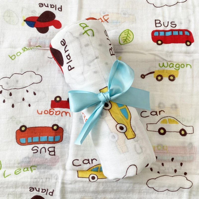 

Multi-function Soft Light Breathable Printed Bamboo Cotton Muslin Receiving Swaddle Blanket Newborn Baby Wrap Gift for Boy Girl