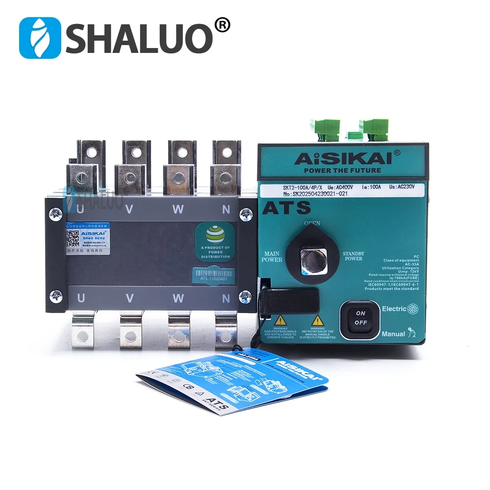 Aisikai 4P 160A ATS Dual Power Automatic Transfer Switch Diesel Generator Parts Control Board Circuit Breaker Single Three Phase
