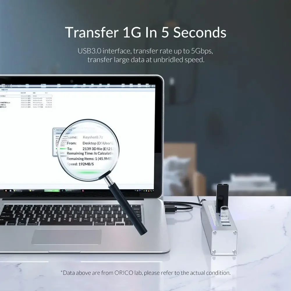ORICO-알루미늄 7 포트 USB 3.0 허브 멀티 USB 분배기, USB 3.0 허브 노트북 액세서리 맥북 분배기