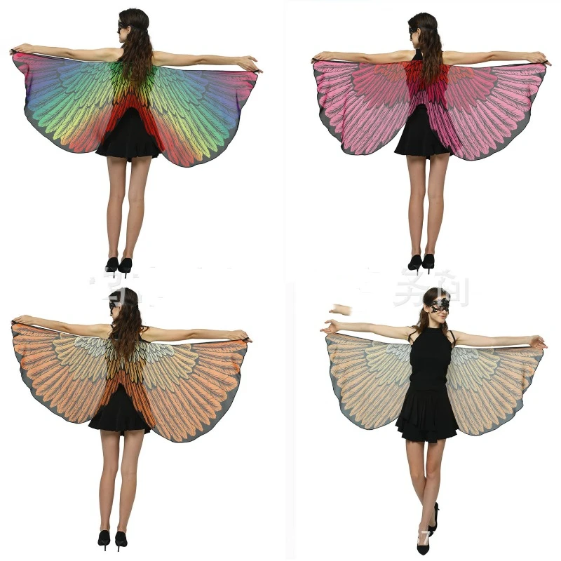 Rainbow Butterfly Wings Cape Shawl Fairy Ladies Dance Costume Adult Monarch Butterfly Cape Halloween Child Butterfly Wings